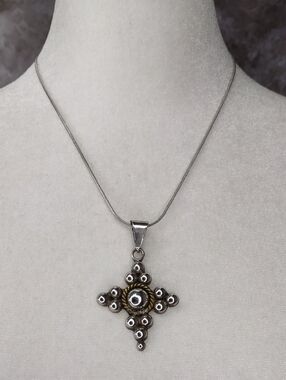 Artisan Crafted Taxco Sterling Silver Cross Pendant Necklace